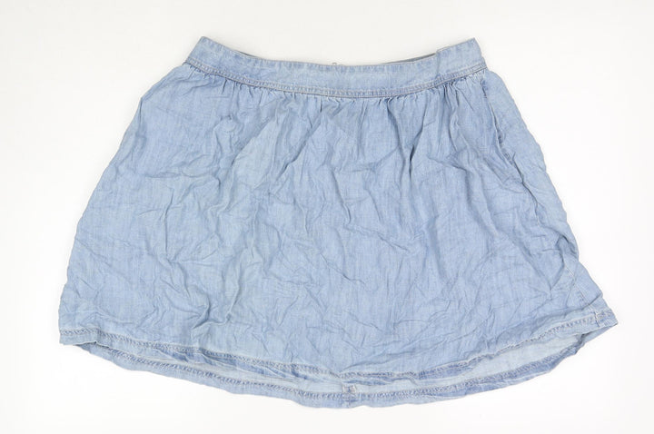 NEXT Womens Blue Lyocell Flare Skirt Size 14 Zip