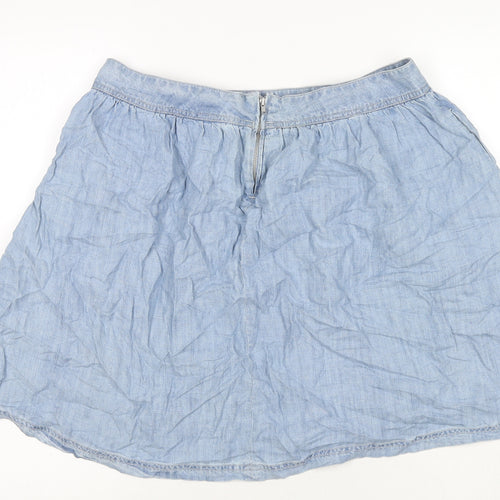 NEXT Womens Blue Lyocell Flare Skirt Size 14 Zip