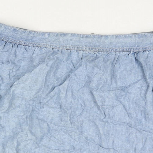 NEXT Womens Blue Lyocell Flare Skirt Size 14 Zip