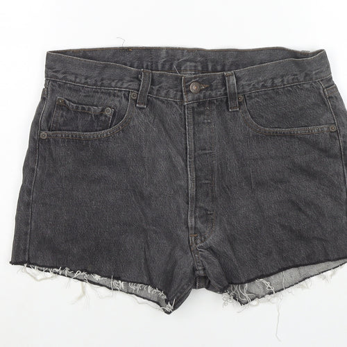 Levi's Womens Grey Polyester Blend Hot Pants Shorts Size 32 in L3 in Regular Zip - Customized Shorts