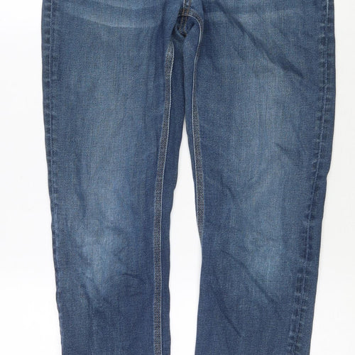 Zara Mens Blue Cotton Straight Jeans Size L L28 in Regular Zip