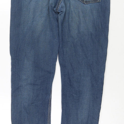Zara Mens Blue Cotton Straight Jeans Size L L28 in Regular Zip