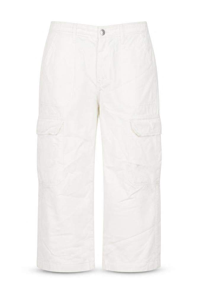 Zara Womens White Cotton Cropped Jeans Size 12 L21 in Regular Zip - Cargo Style