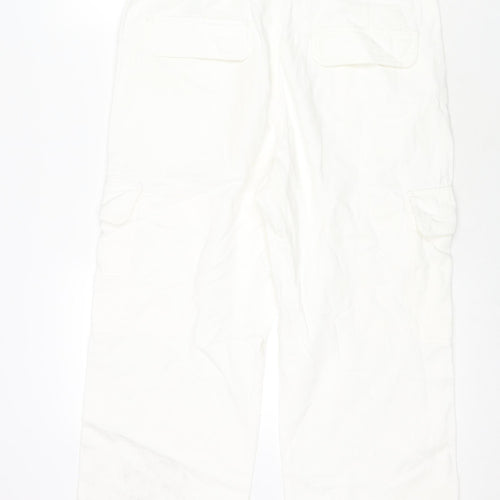 Zara Womens White Cotton Cropped Jeans Size 12 L21 in Regular Zip - Cargo Style