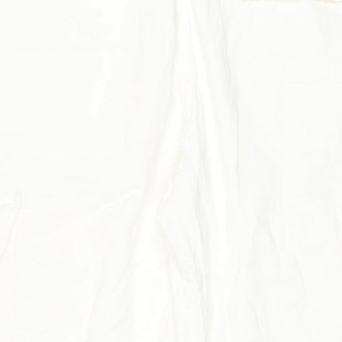 Zara Womens White Cotton Cropped Jeans Size 12 L21 in Regular Zip - Cargo Style