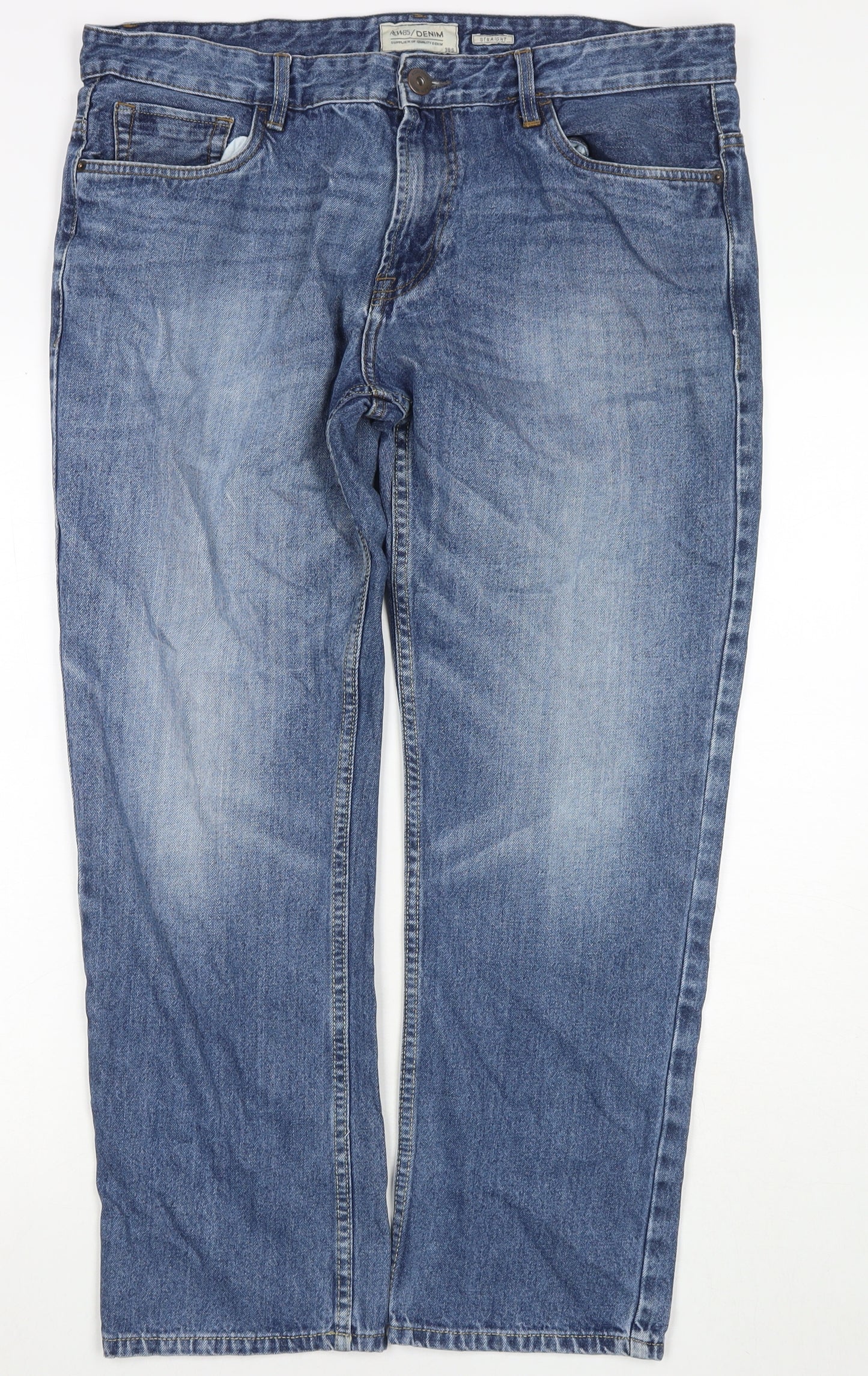 Matalan Mens Blue Cotton Straight Jeans Size 38 in L30 in Regular Zip