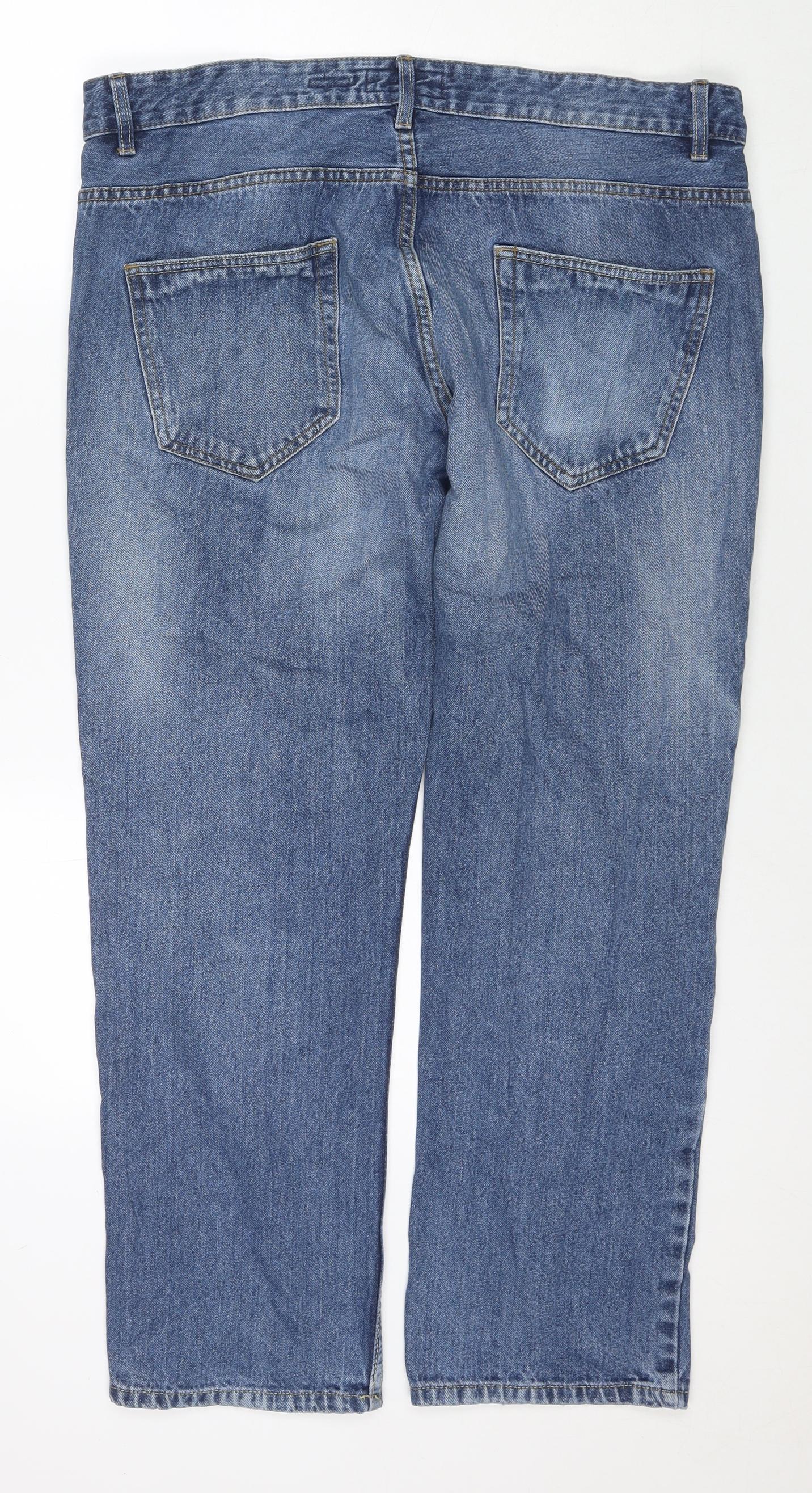 Matalan Mens Blue Cotton Straight Jeans Size 38 in L30 in Regular Zip