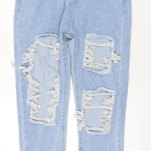 Miss Foxy Womens Blue Cotton Mom Jeans Size M L24 in Regular Zip