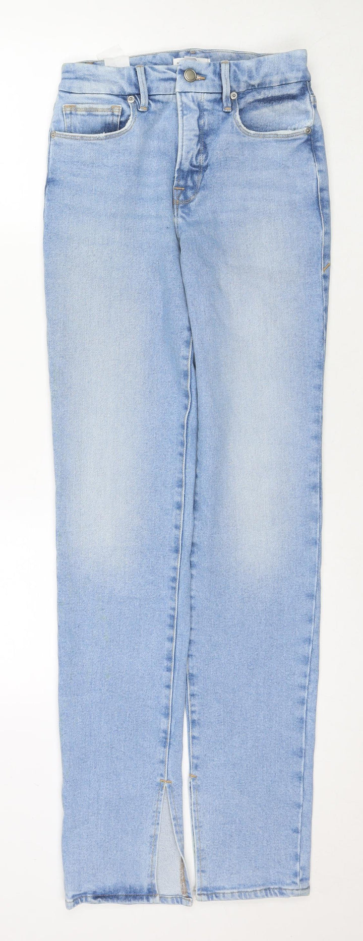 Good American Womens Blue Cotton Straight Jeans Size 24 in L33 in Regular Zip