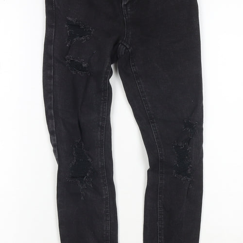 New Look Girls Black Cotton Straight Jeans Size 11 Years L23 in Regular Zip