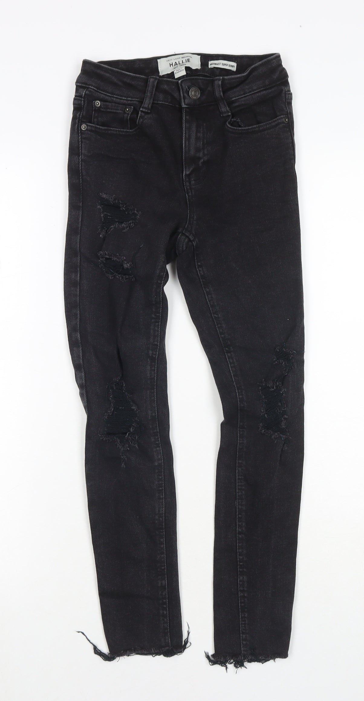 New Look Girls Black Cotton Straight Jeans Size 11 Years L23 in Regular Zip