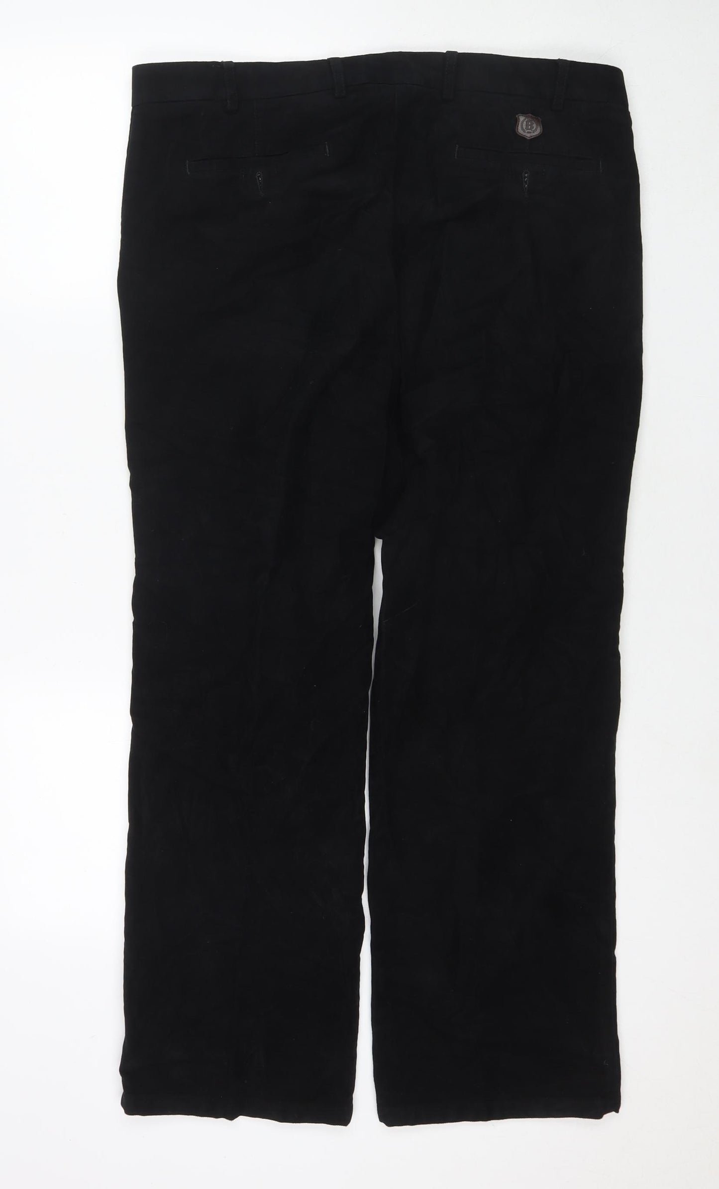 Blue Harbour Mens Black Cotton Trousers Size 36 in L29 in Regular Zip