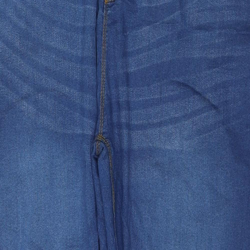 Boohoo Womens Blue Polyester Blend Straight Jeans Size 36 in L28 in Regular Zip