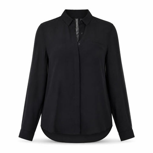 Mango Womens Black Polyester Basic Button-Up Size XS Collared