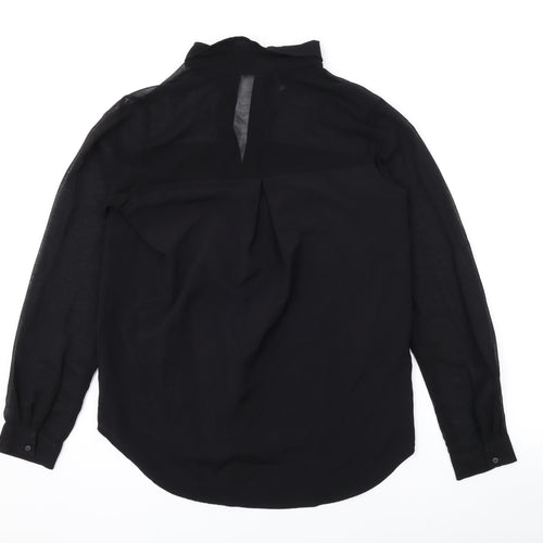 Mango Womens Black Polyester Basic Button-Up Size XS Collared