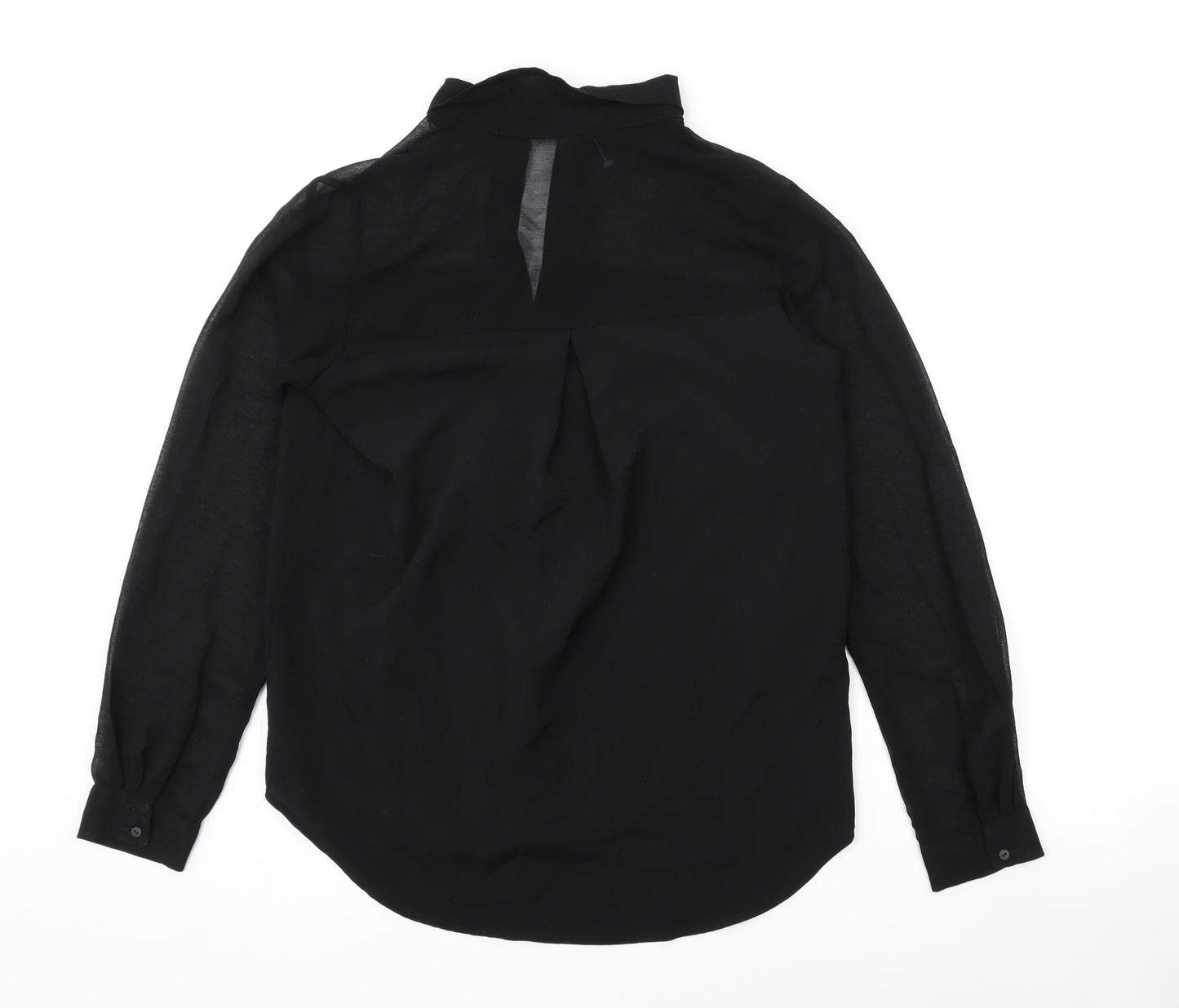 Mango Womens Black Polyester Basic Button-Up Size XS Collared