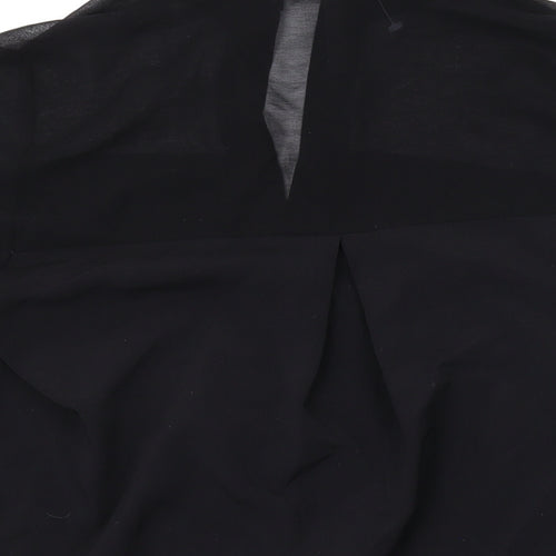 Mango Womens Black Polyester Basic Button-Up Size XS Collared