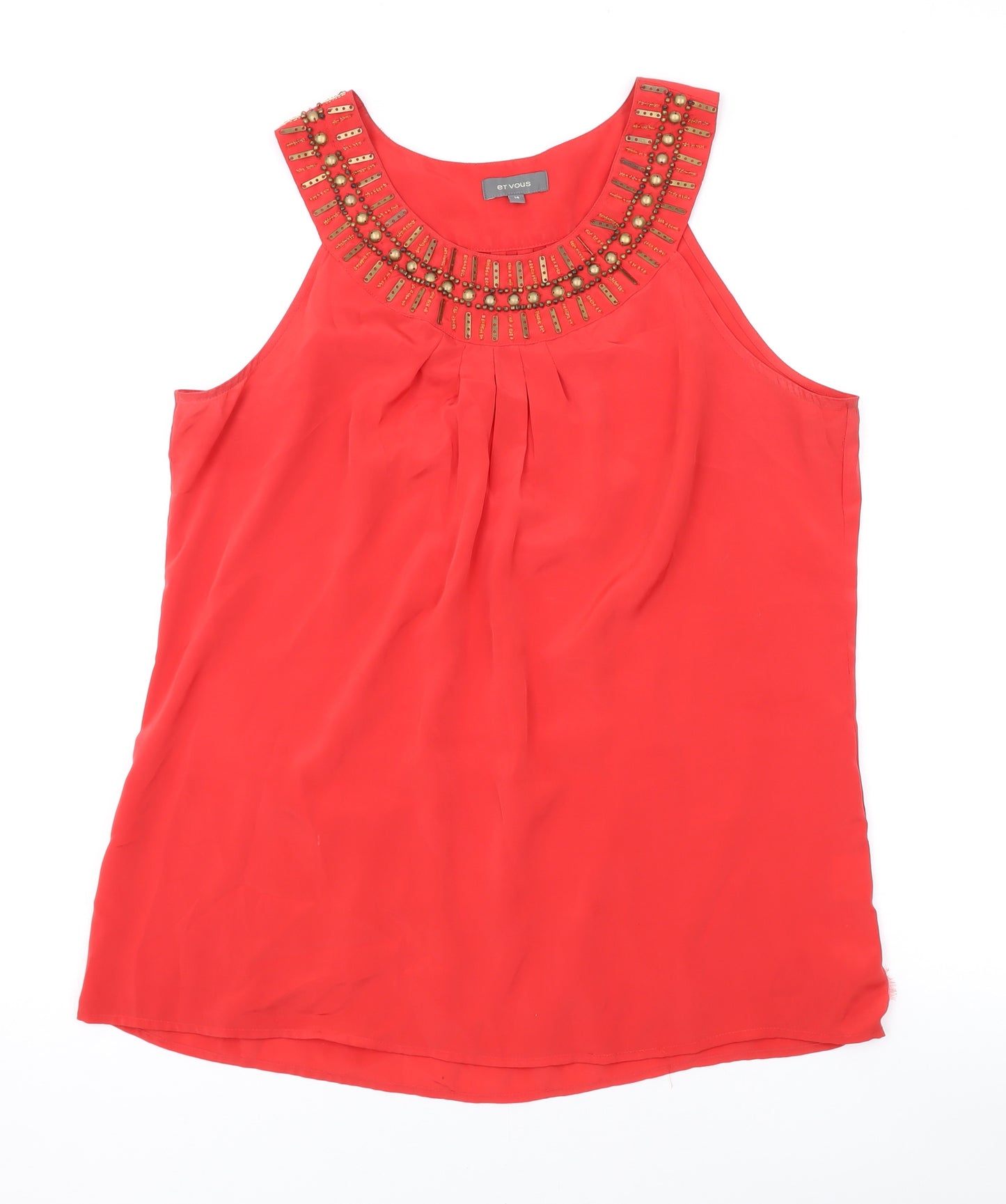 Et Vous Womens Pink Polyester Basic Tank Size 14 Scoop Neck