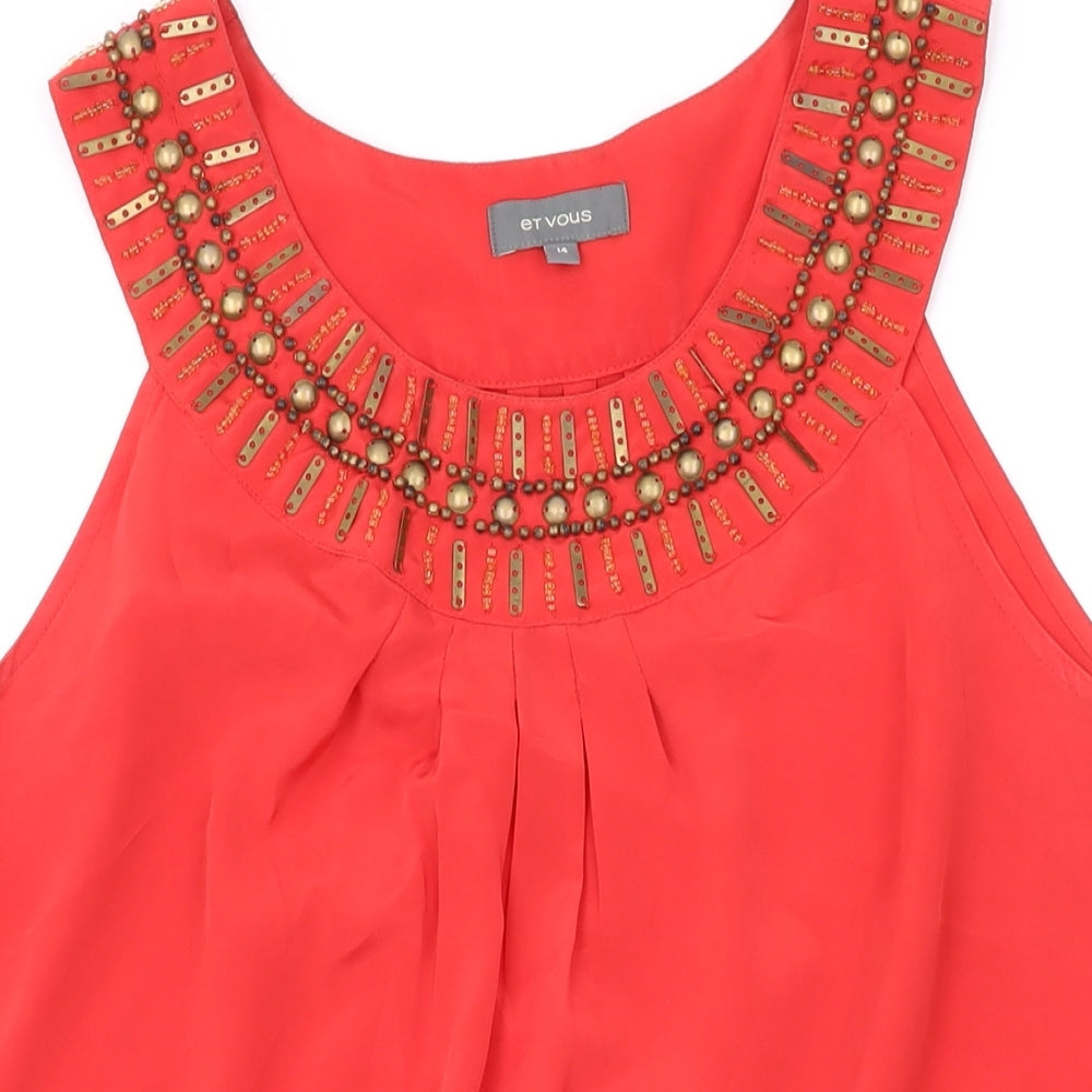 Et Vous Womens Pink Polyester Basic Tank Size 14 Scoop Neck