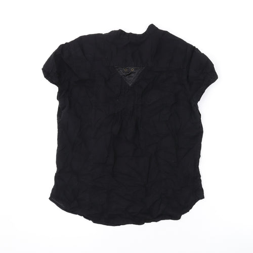 Divided by H&M Womens Black Cotton Basic Blouse Size 14 V-Neck