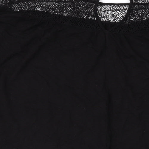 Oasis Womens Black Viscose Basic Blouse Size L Round Neck