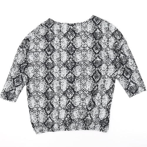 Intuition Womens Grey Animal Print Polyester Basic Blouse Size 8 Scoop Neck