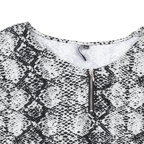 Intuition Womens Grey Animal Print Polyester Basic Blouse Size 8 Scoop Neck