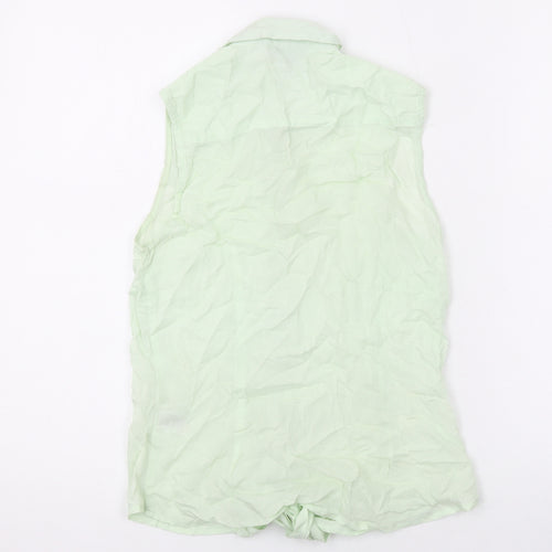 Warehouse Womens Green Viscose Basic Button-Up Size 8 Collared