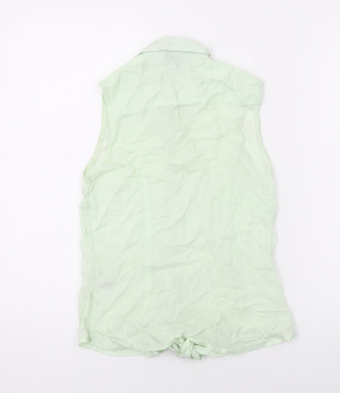 Warehouse Womens Green Viscose Basic Button-Up Size 8 Collared