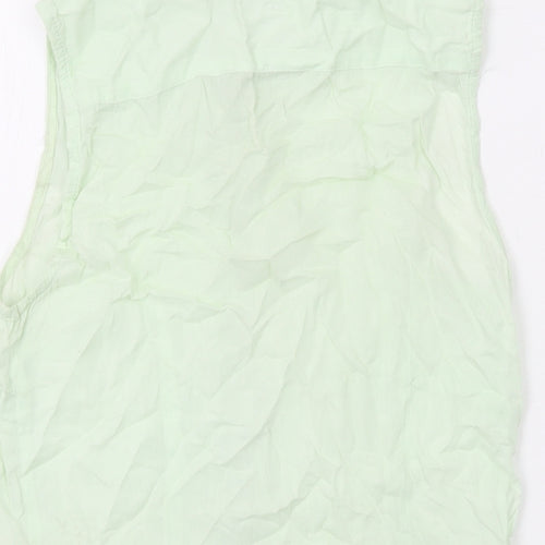 Warehouse Womens Green Viscose Basic Button-Up Size 8 Collared