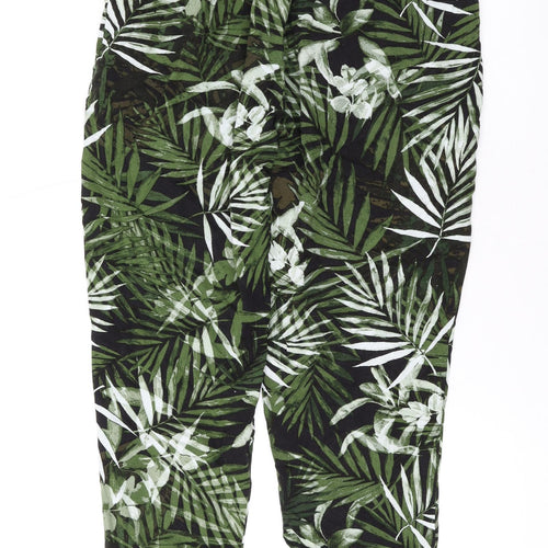New Look Womens Green Geometric Viscose Jogger Trousers Size 12 L25 in Regular Drawstring