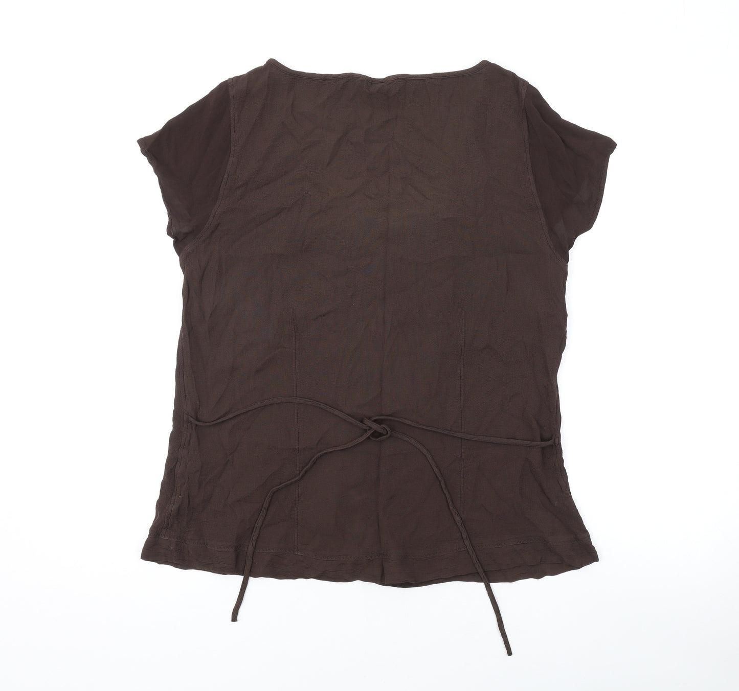 Marks and Spencer Womens Brown Viscose Basic Blouse Size 16 Scoop Neck