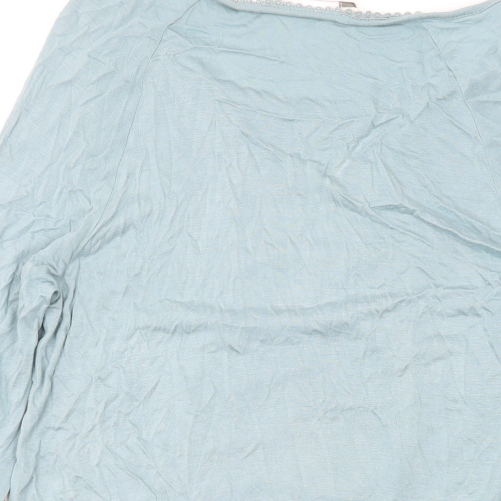 Debenhams Womens Blue Geometric Viscose Basic Blouse Size 14 Scoop Neck