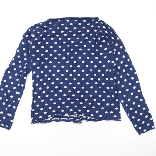 H&M Womens Blue Scoop Neck Polka Dot Cotton Pullover Jumper Size S