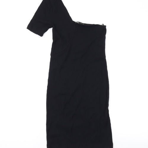Zara Womens Black Polyamide Bodycon Size S Off the Shoulder Pullover