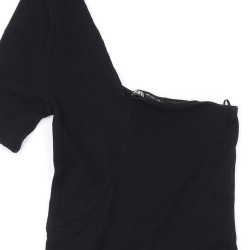 Zara Womens Black Polyamide Bodycon Size S Off the Shoulder Pullover