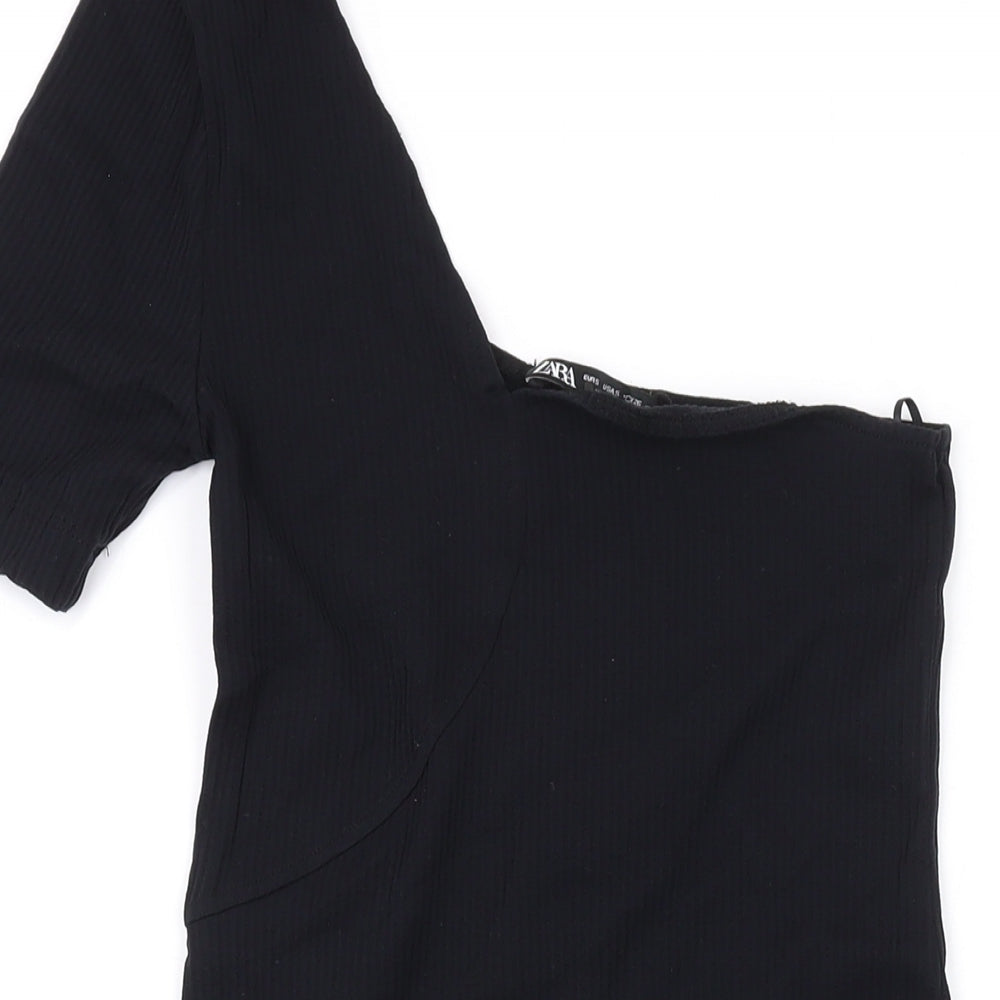 Zara Womens Black Polyamide Bodycon Size S Off the Shoulder Pullover