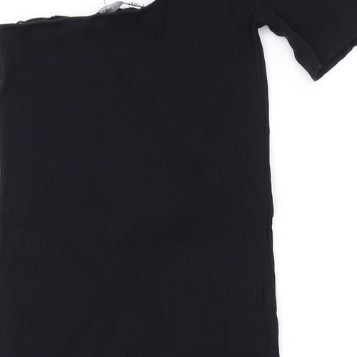 Zara Womens Black Polyamide Bodycon Size S Off the Shoulder Pullover