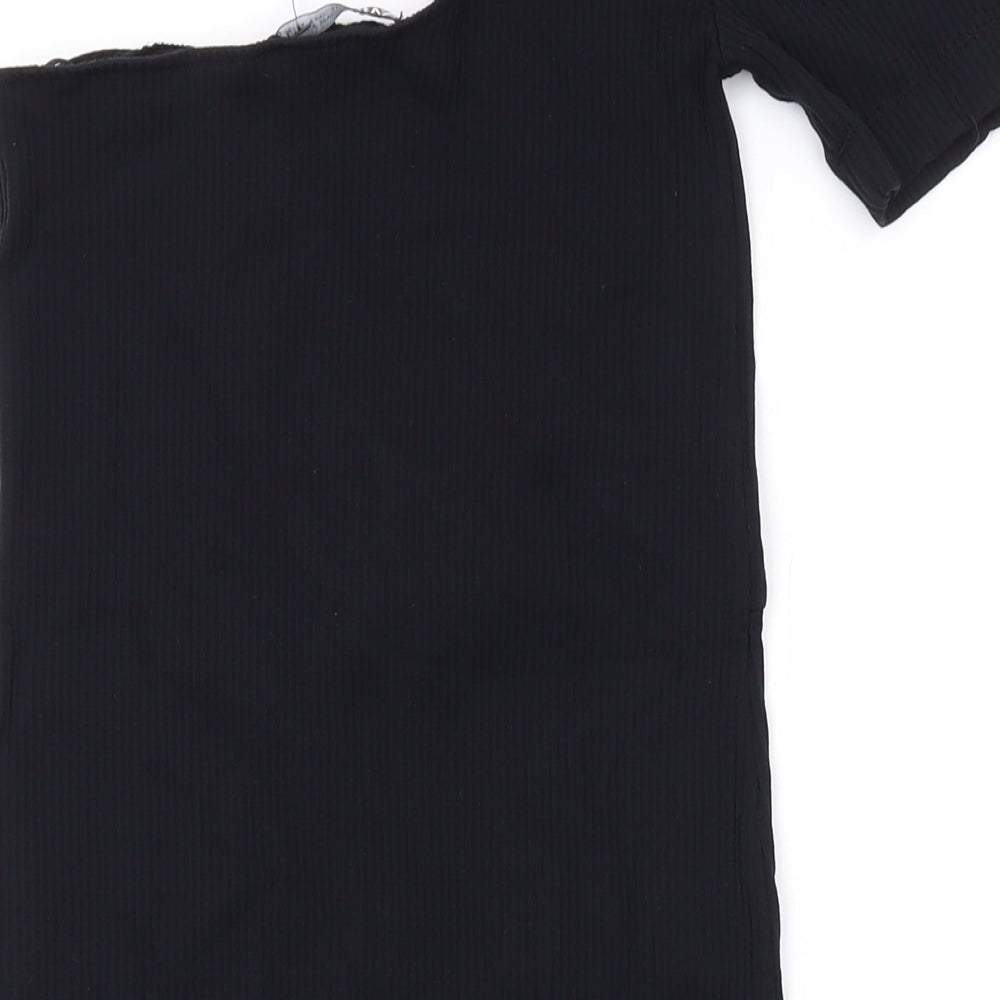 Zara Womens Black Polyamide Bodycon Size S Off the Shoulder Pullover