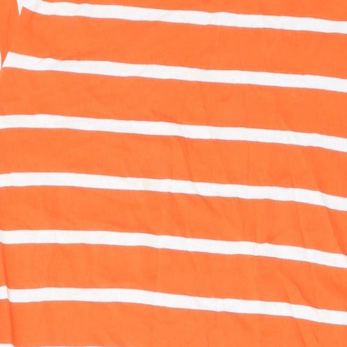 Marks and Spencer Womens Orange Striped Cotton T-Shirt Dress Size 12 Round Neck Pullover