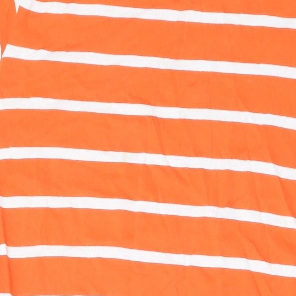 Marks and Spencer Womens Orange Striped Cotton T-Shirt Dress Size 12 Round Neck Pullover