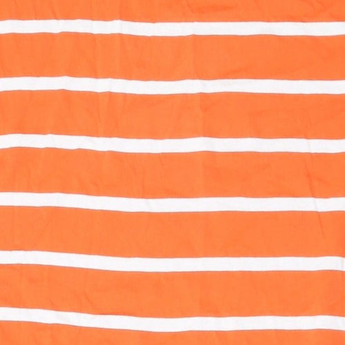 Marks and Spencer Womens Orange Striped Cotton T-Shirt Dress Size 12 Round Neck Pullover