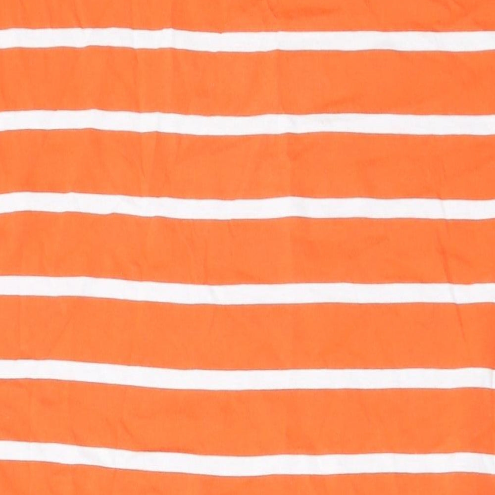 Marks and Spencer Womens Orange Striped Cotton T-Shirt Dress Size 12 Round Neck Pullover
