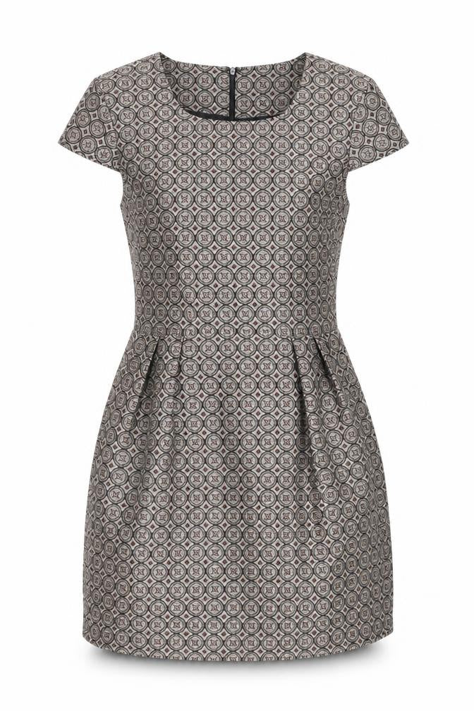 Apricot Womens Brown Geometric Polyester A-Line Size XS Scoop Neck Zip