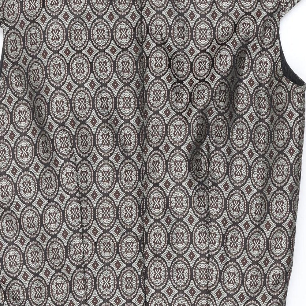 Apricot Womens Brown Geometric Polyester A-Line Size XS Scoop Neck Zip