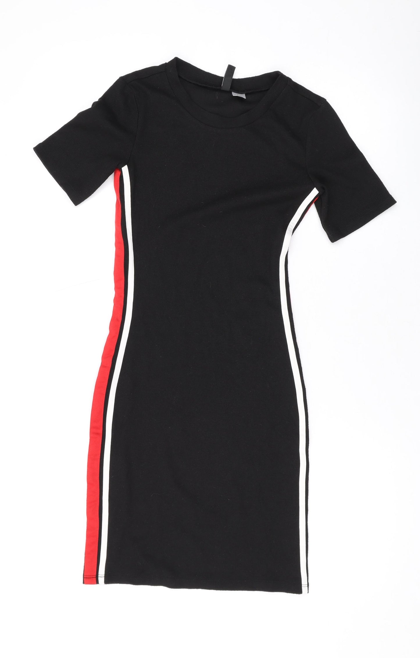 Divided by H&M Womens Black Polyester T-Shirt Dress Size 8 Round Neck Pullover