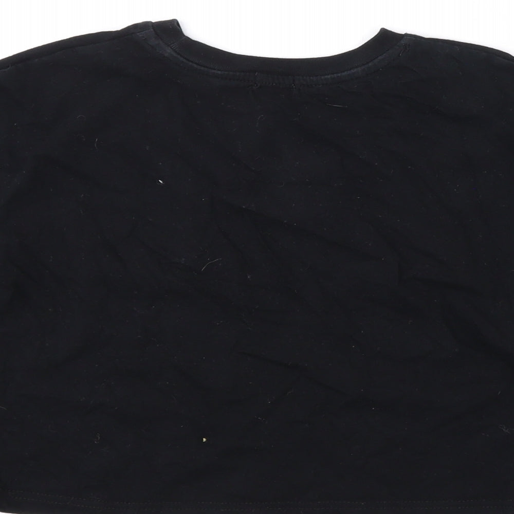 River Island Girls Black Cotton Basic T-Shirt Size 5-6 Years Round Neck Pullover