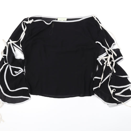 Love & Other Things Womens Black Polyester Basic Blouse Size M Boat Neck