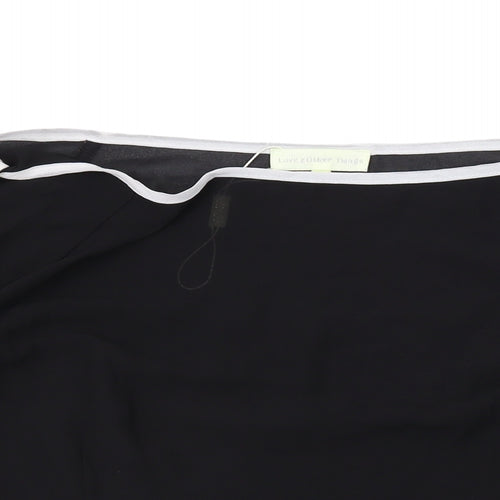 Love & Other Things Womens Black Polyester Basic Blouse Size M Boat Neck