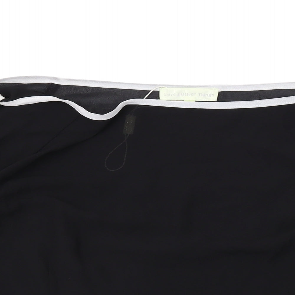 Love & Other Things Womens Black Polyester Basic Blouse Size M Boat Neck